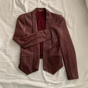 Rebecca Minkoff burgundy leather blazer